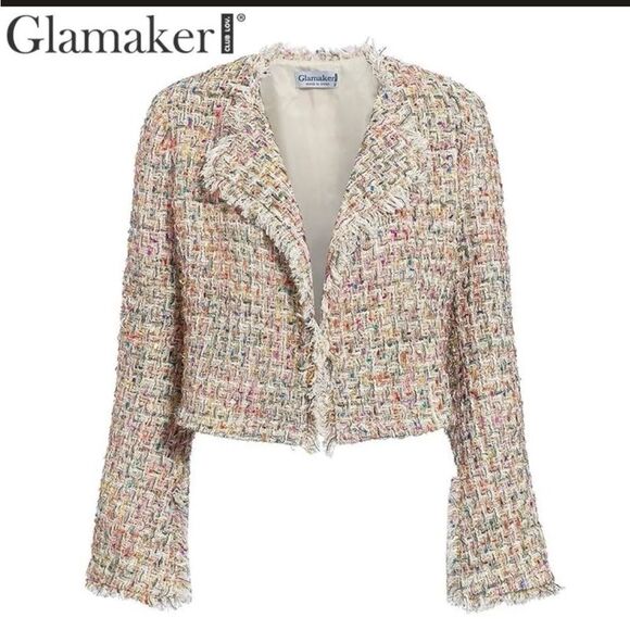 Glamaker Jackets & Blazers - NWT Women's Glamaker Multicolor Tweed Jacket, size Med.
